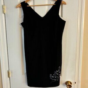 Express Women's Black Sleeveless Embroidered Sheath Dress Made USA Size 11/12